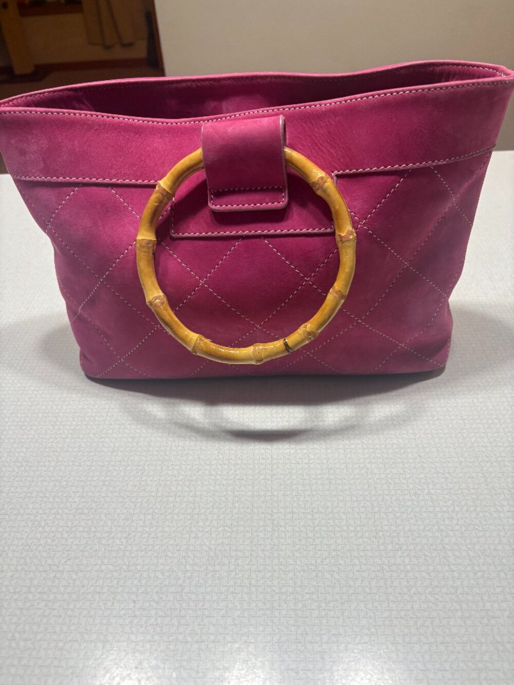 GUC Kelle Pollock Pink leather Satchel/Tote with Wooden Handles